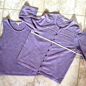 Grape Ice in color, Coldwater Creek Cardigan and Shell.